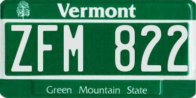 VT license plate ZFM822