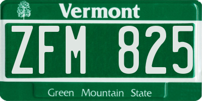 VT license plate ZFM825