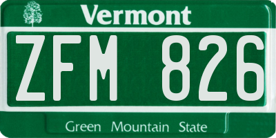 VT license plate ZFM826
