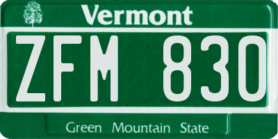VT license plate ZFM830