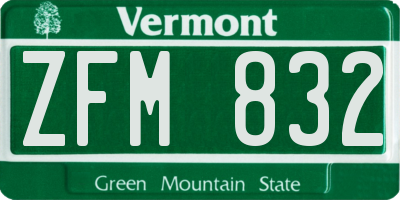VT license plate ZFM832