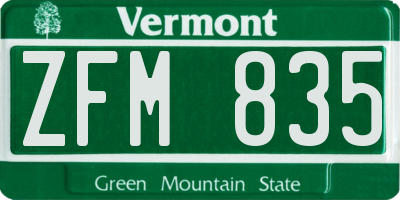 VT license plate ZFM835
