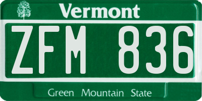 VT license plate ZFM836