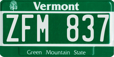 VT license plate ZFM837