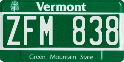 VT license plate ZFM838