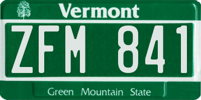 VT license plate ZFM841