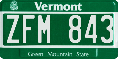 VT license plate ZFM843