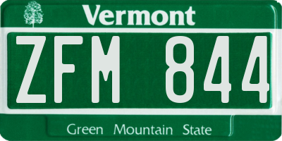 VT license plate ZFM844