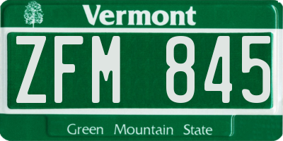 VT license plate ZFM845