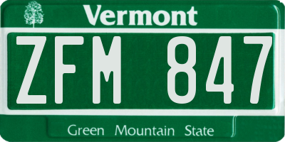VT license plate ZFM847