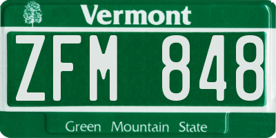 VT license plate ZFM848