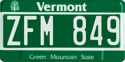 VT license plate ZFM849