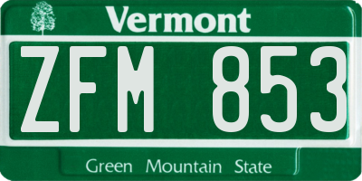 VT license plate ZFM853