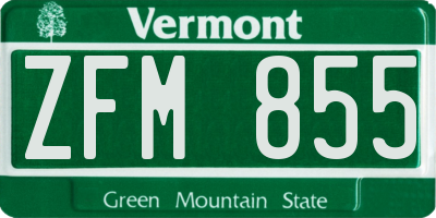 VT license plate ZFM855