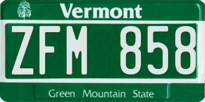 VT license plate ZFM858