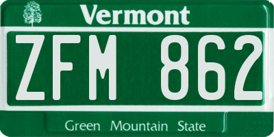 VT license plate ZFM862