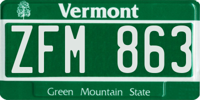 VT license plate ZFM863