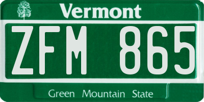 VT license plate ZFM865