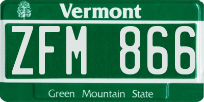 VT license plate ZFM866