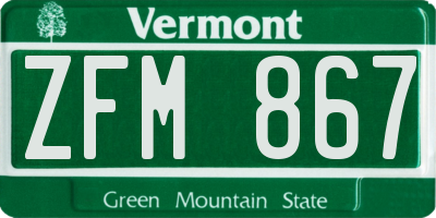 VT license plate ZFM867
