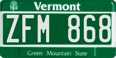 VT license plate ZFM868