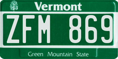 VT license plate ZFM869