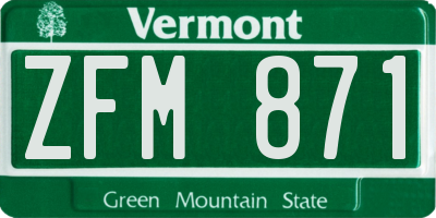 VT license plate ZFM871