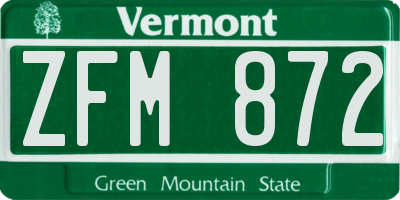 VT license plate ZFM872