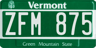 VT license plate ZFM875