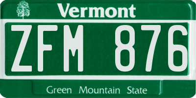 VT license plate ZFM876