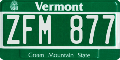 VT license plate ZFM877