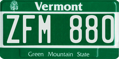 VT license plate ZFM880