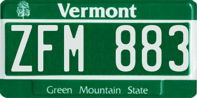 VT license plate ZFM883