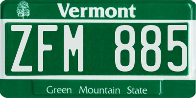 VT license plate ZFM885