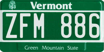 VT license plate ZFM886