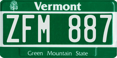 VT license plate ZFM887