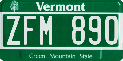 VT license plate ZFM890