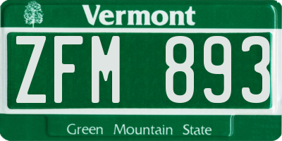 VT license plate ZFM893