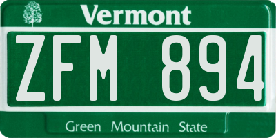 VT license plate ZFM894