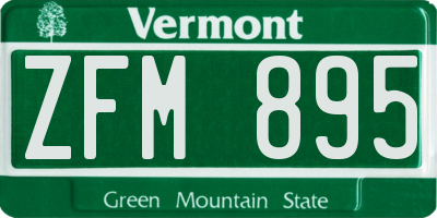 VT license plate ZFM895