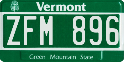 VT license plate ZFM896