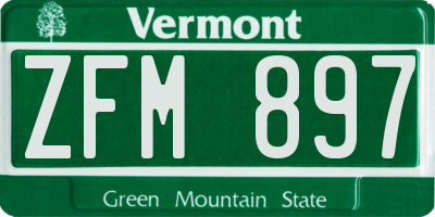 VT license plate ZFM897