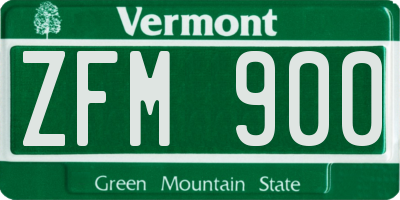 VT license plate ZFM900