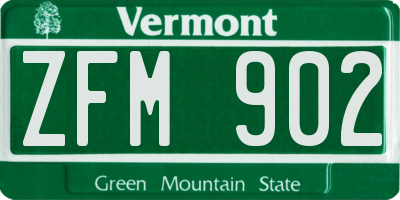 VT license plate ZFM902