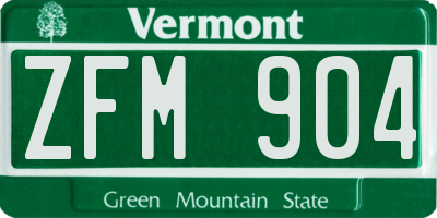 VT license plate ZFM904