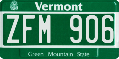 VT license plate ZFM906