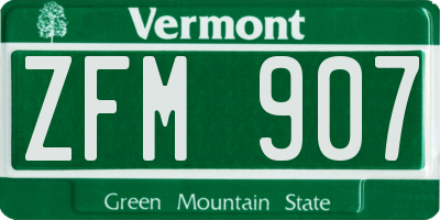 VT license plate ZFM907