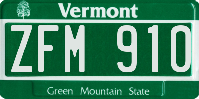 VT license plate ZFM910