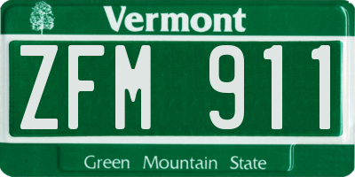 VT license plate ZFM911