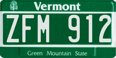 VT license plate ZFM912